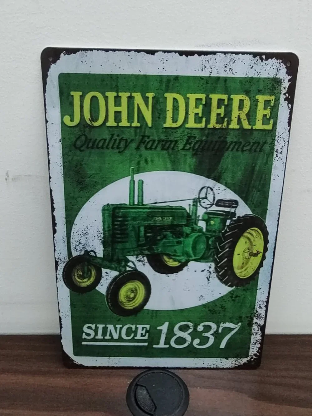 John Deere Farm Tractor Heavy Equipment Metal Tin Sign Shop Wall Decor 12x8